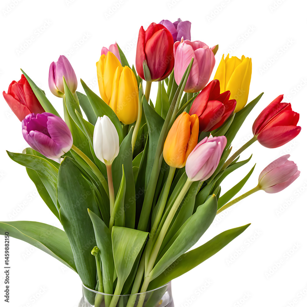 Obraz premium bouquet of tulips isolated on transparent background