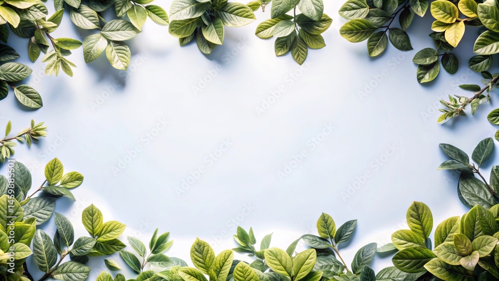 Naklejka premium Vibrant Green Leaves Frame A Natural Spring Border