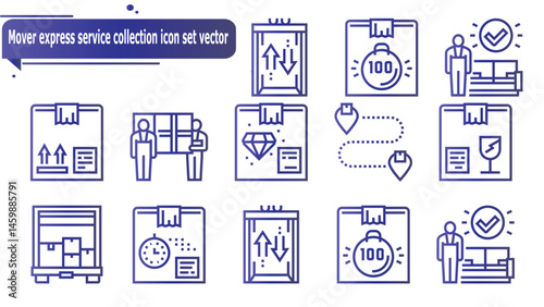 Mover express service collection icon set vector