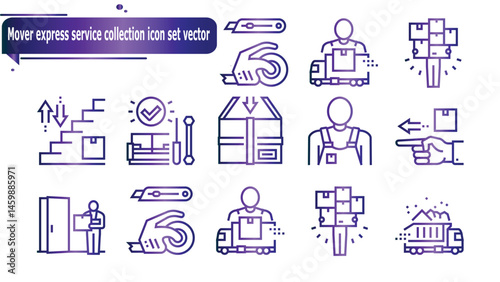 Mover express service collection icon set vector