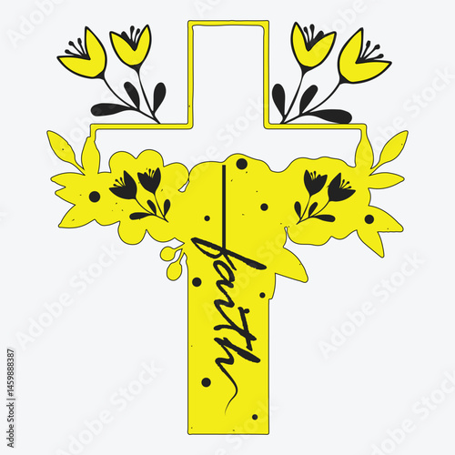 Christen Faith Vector Design, T-shirt Design, Grave Silhouette Vector 