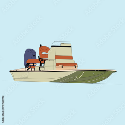 Vector Boat Line Art Illustration