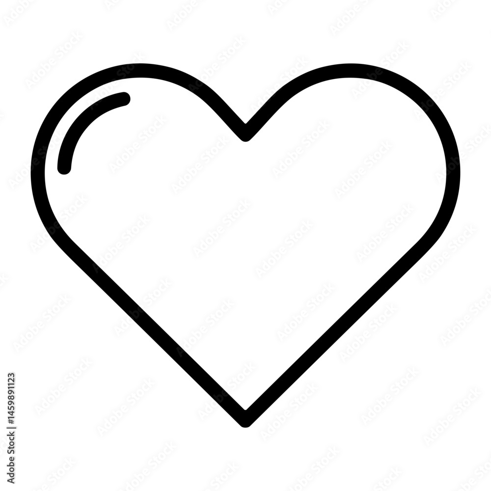 Outline of a Heart Symbol on a White Background Outline of a Heart Symbol on a White Background