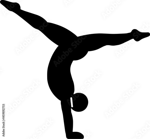 Silhouette of a gymnast performing a handstand  