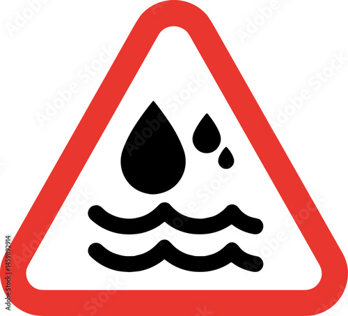 Water Hazard Warning Sign in Bold Graphic Style  