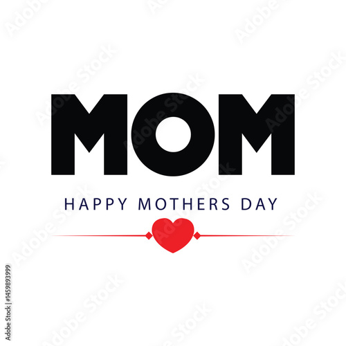 Happy Mothers Day elegant pink lettering background. Calligraphy vector text and heart for Mother's day sale shopping special offer banner. For Best Mom ever greeting card
