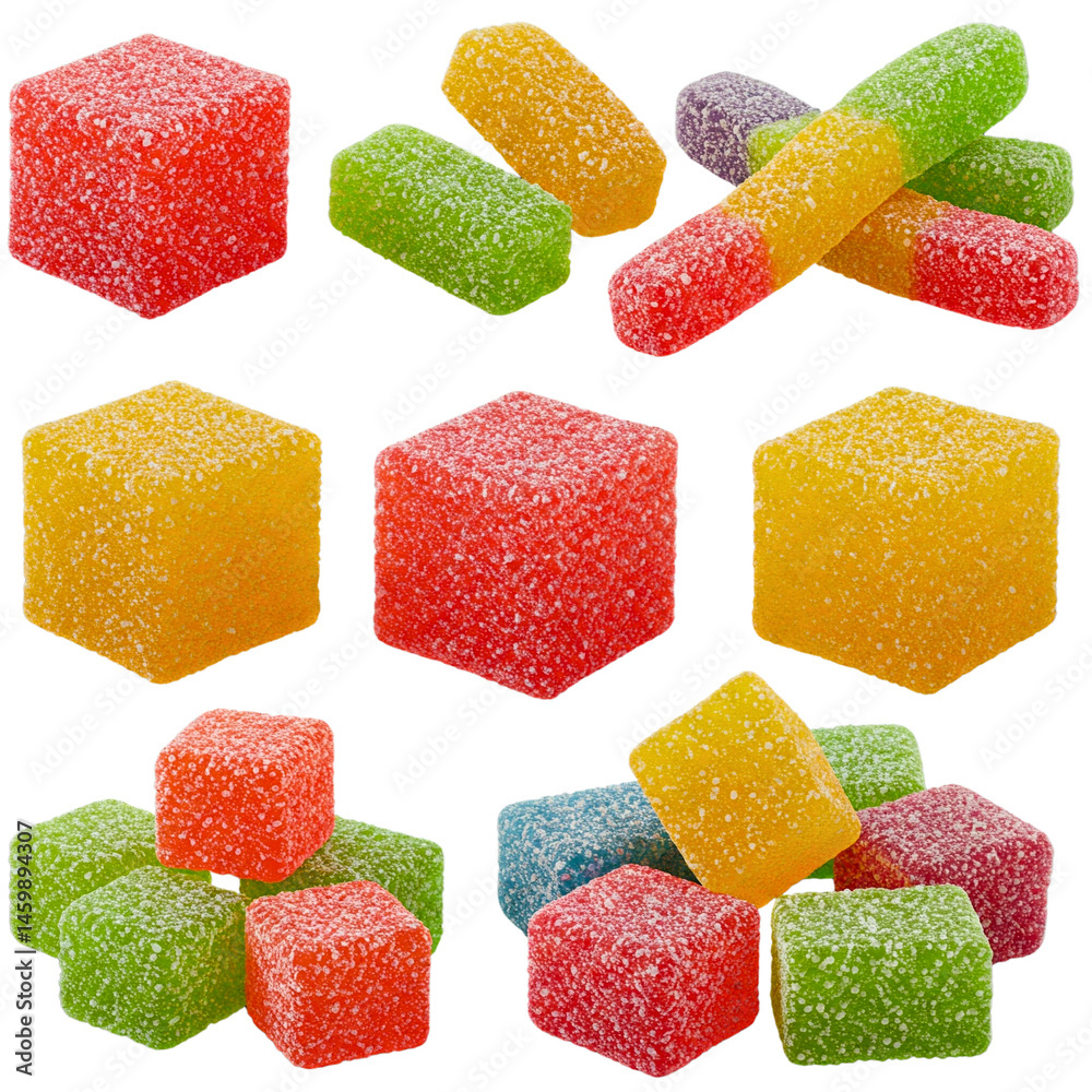 Fruit jelly candies isolated on transparent background
Fruit jelly candies isolated on transparent background