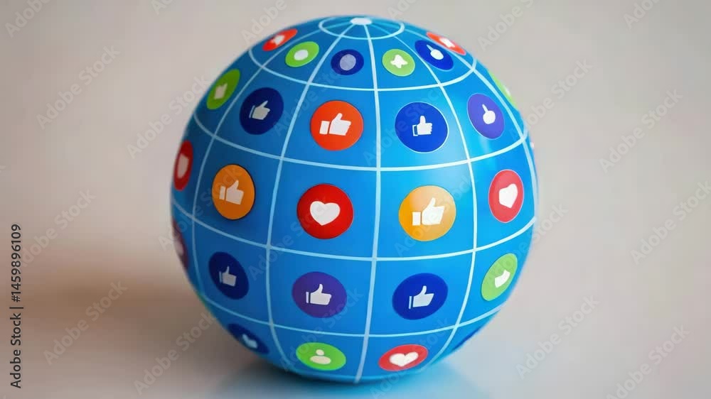 Stylized globe representing interconnectedness of social media platforms., for influencer marketing and content creation. Stylized globe representing interconnectedness of social media platforms., for influencer marketing and content creation.