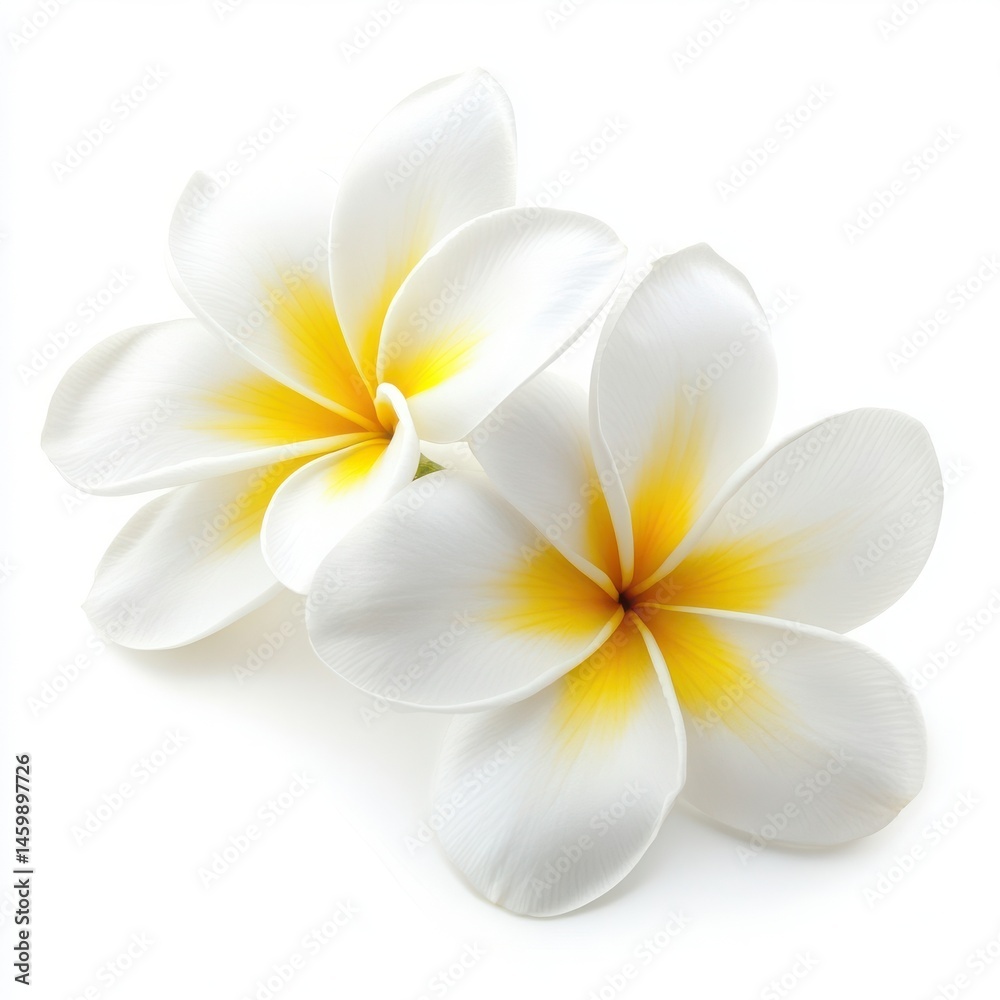 Naklejka premium Two plumeria flowers isolated on white background