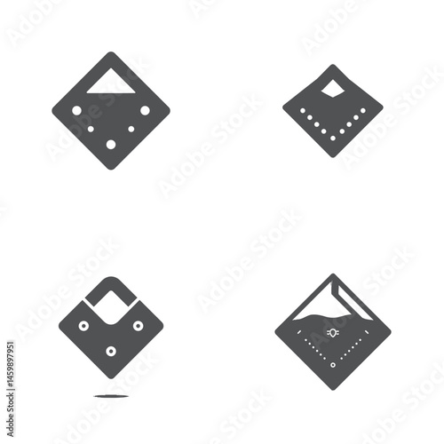 Bandana icon sheet, vector icons, simple shapes