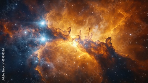 A supermassive celestial light burst illuminating vast cosmic dust clouds