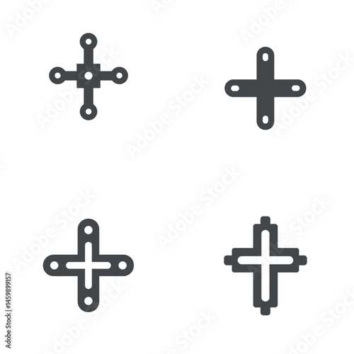 Cross icon sheet, vector icons, simple shapes