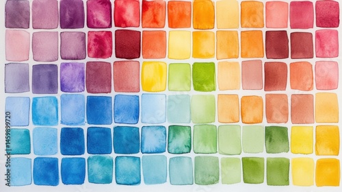 Watercolor square swatches vibrant color gradient spectrum