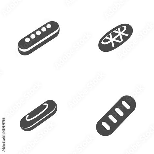 Eclair icon sheet, vector icons, simple shapes