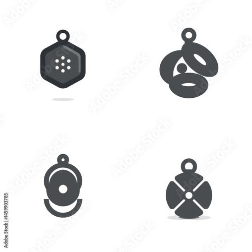 Locket icon sheet, vector icons, simple shapes
