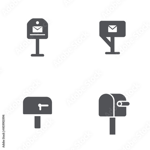 Mailbox icon sheet, vector icons, simple shapes