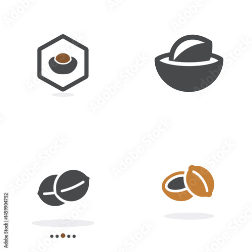 Nut icon sheet, vector icons, simple shapes
