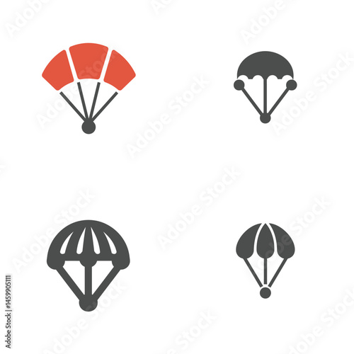 Parachute icon sheet, vector icons, simple shapes