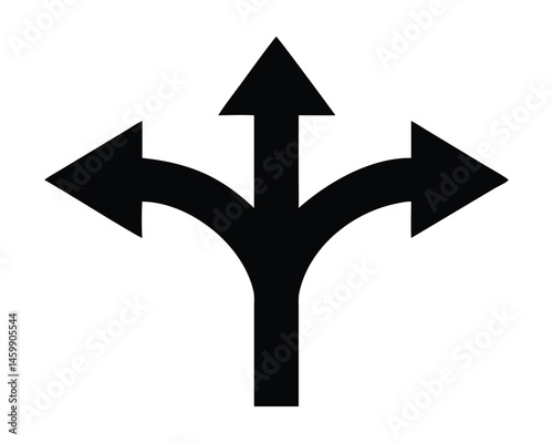 Wallpaper Mural Black Silhouette Three-Way Directional Arrow Symbol Design Torontodigital.ca