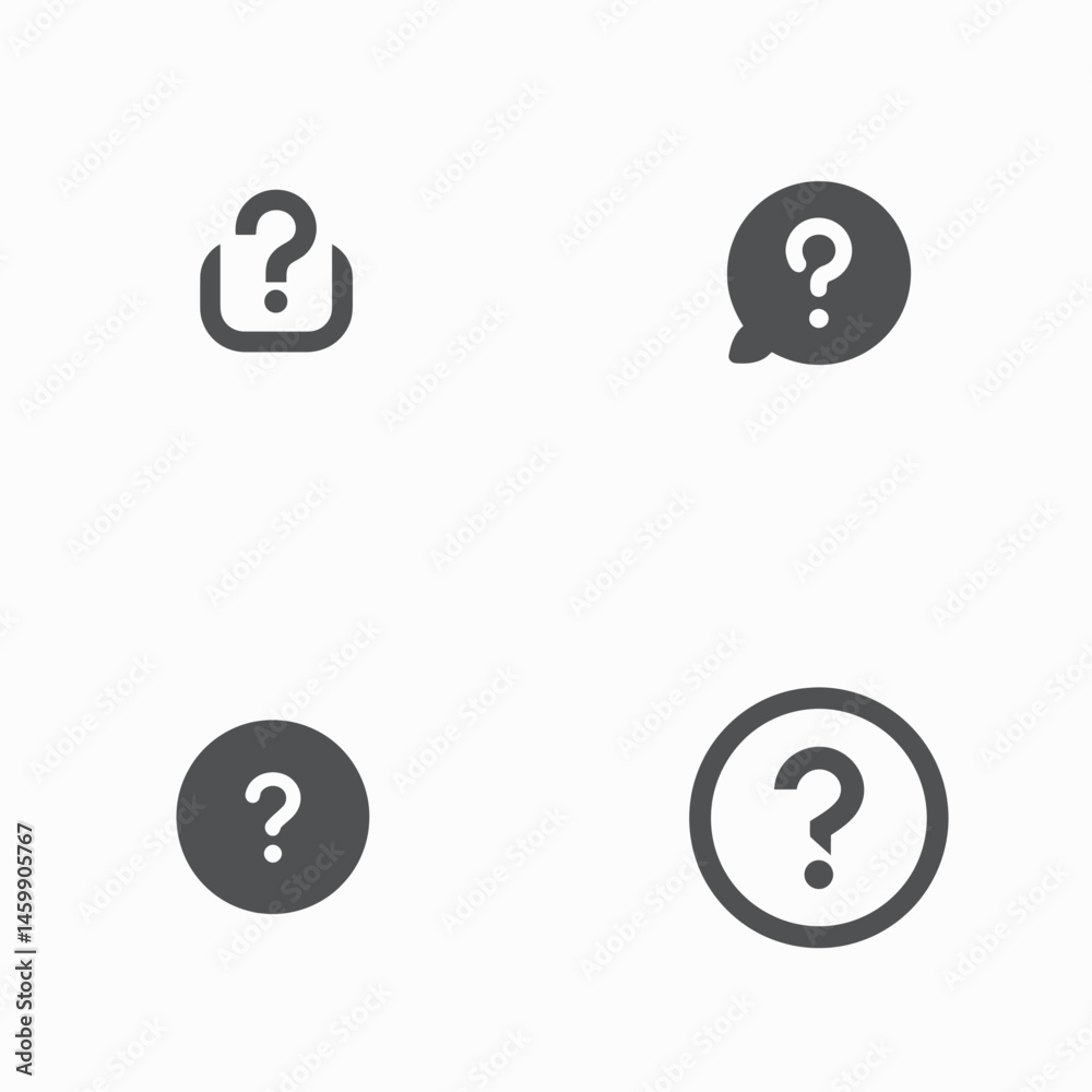 Question icon sheet, vector icons, simple shapes Question icon sheet, vector icons, simple shapes