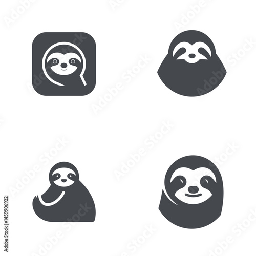 Sloth icon sheet, vector icons, simple shapes