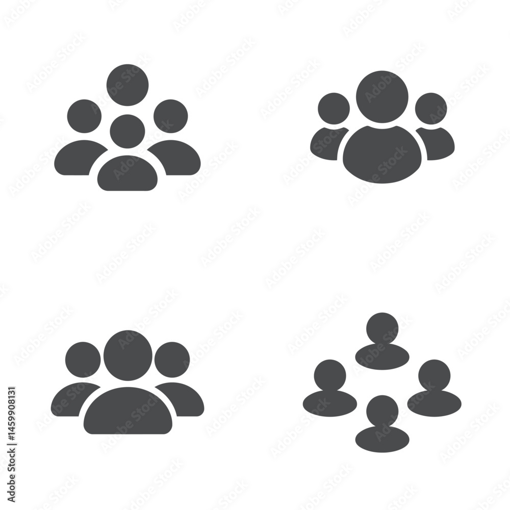 Team icon sheet, vector icons, simple shapes Team icon sheet, vector icons, simple shapes