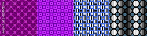 Seamless geometric threetone pattern set