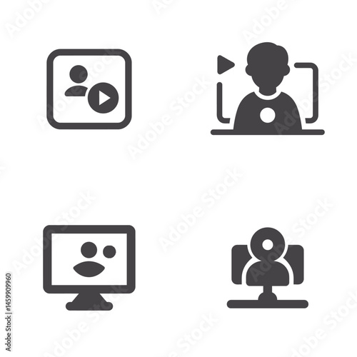 VideoCall icon sheet, vector icons, simple shapes