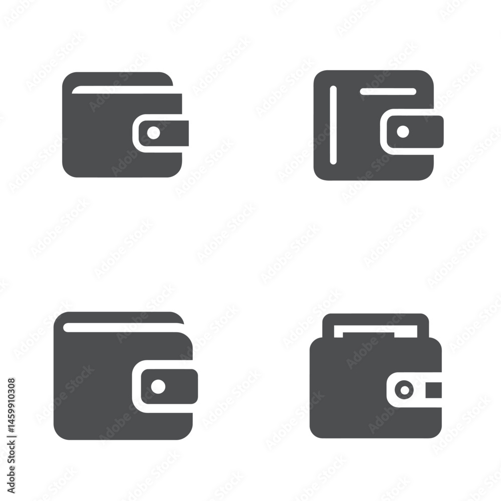 Wallet icon sheet, vector icons, simple shapes Wallet icon sheet, vector icons, simple shapes