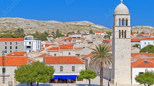 Coastal Town: A picturesque coastal town, captured in a bright daylight, showcasing classic architecture. A symbol of the serene charm and timeless appeal of a European vacation.