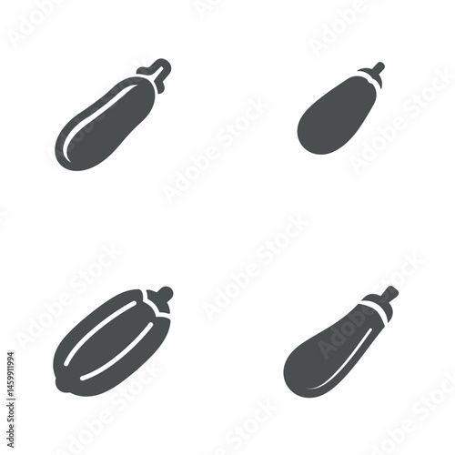 Zucchini icon sheet, vector icons, simple shapes