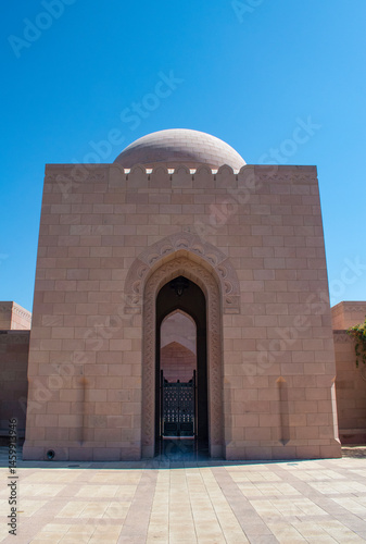 Oman, Middle East, 03-06-2025: architectural details of the Sultan Qaboos Grand Mosque in Muscat, the largest mosque in Oman completed in 2001