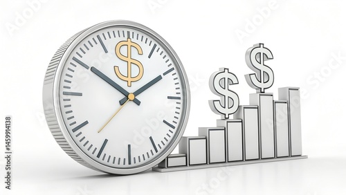 3d finance time isolated transparent png background