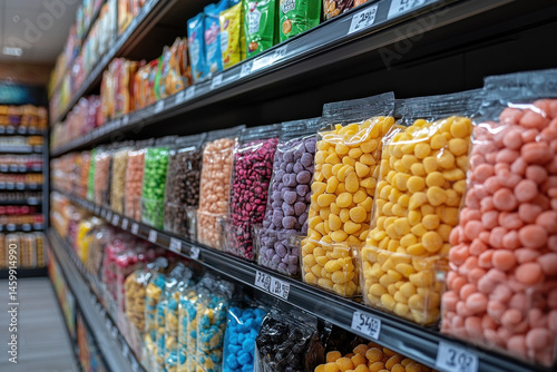 Wallpaper Mural Shelves Displaying Colorful Candy in Clear Packaging at a Grocery Store Torontodigital.ca