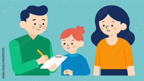 Score Keeping One family member writing down scores on a notepad with a concentrated face while others look on excitedly.