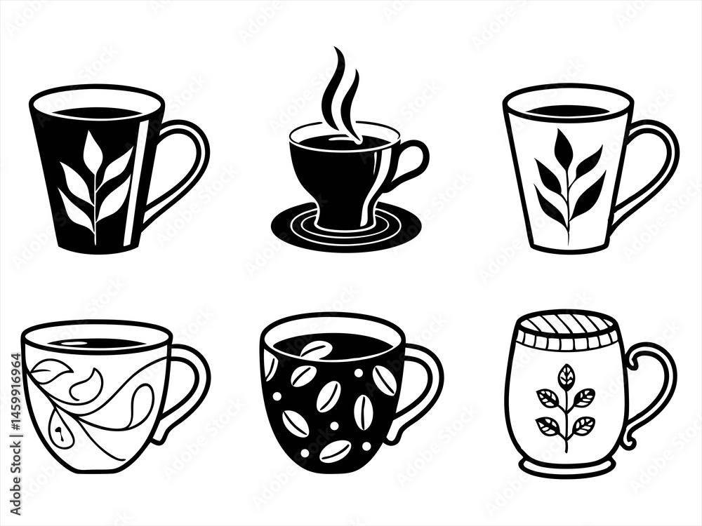 Obraz premium mug icon set sihouette black vector bundle