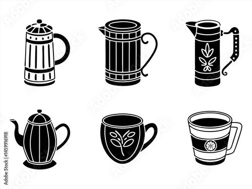mug icon set sihouette black vector bundle