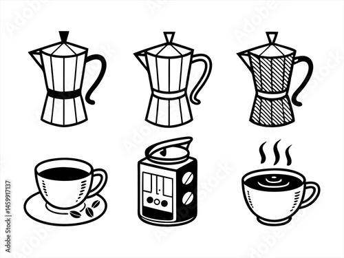 mug icon set sihouette black vector bundle