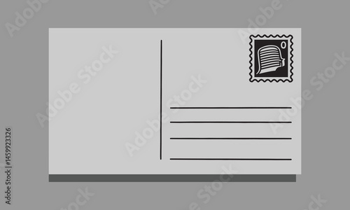 Postcard Template – Black and White Blank Spaces with Address and Stamp Area

