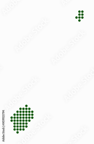 Sao Tome and Principe dotted map. Digital style map of the country on white background. Sao Tome and Principe shape with circle dots. Colored dots style. Large size circles.