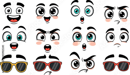 Retro leg, hand and face. Comic groovy hands in gloves, vintage legs and foot in shoes and funny emotion. Different poses arm and feet. Body parts mascot.