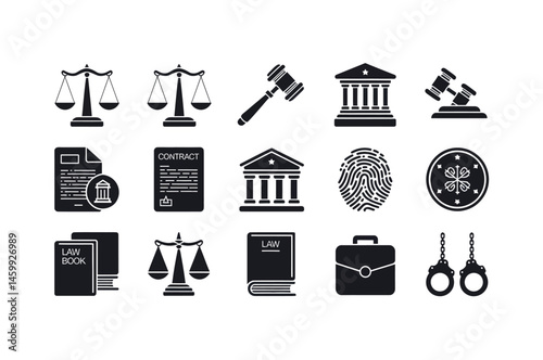 Set of Black and White Legal Icons