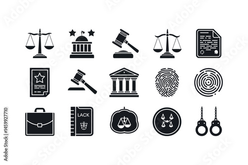 Set of Black and White Legal Icons