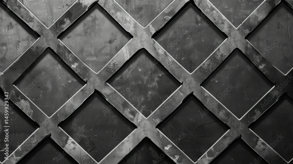 Obraz premium Dark gray metallic diamond grid texture background