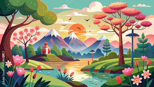This illustration speaks of serenity, abundance, and the gentle wonder of nature.
It evokes a timeless place—warm mornings, slow afternoons, quiet joy among the blossoms.
It’s ideal for designs that w