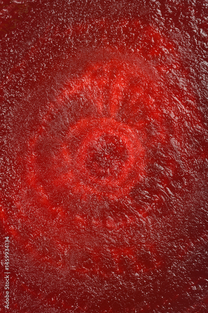 A close-up shot reveals the deep red and textured surface of a sliced beetroot, showcasing its concentric rings