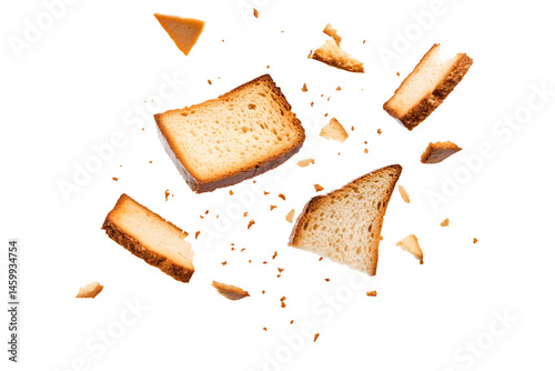 scattered toasted bread crumbs isolated png transparent cutout