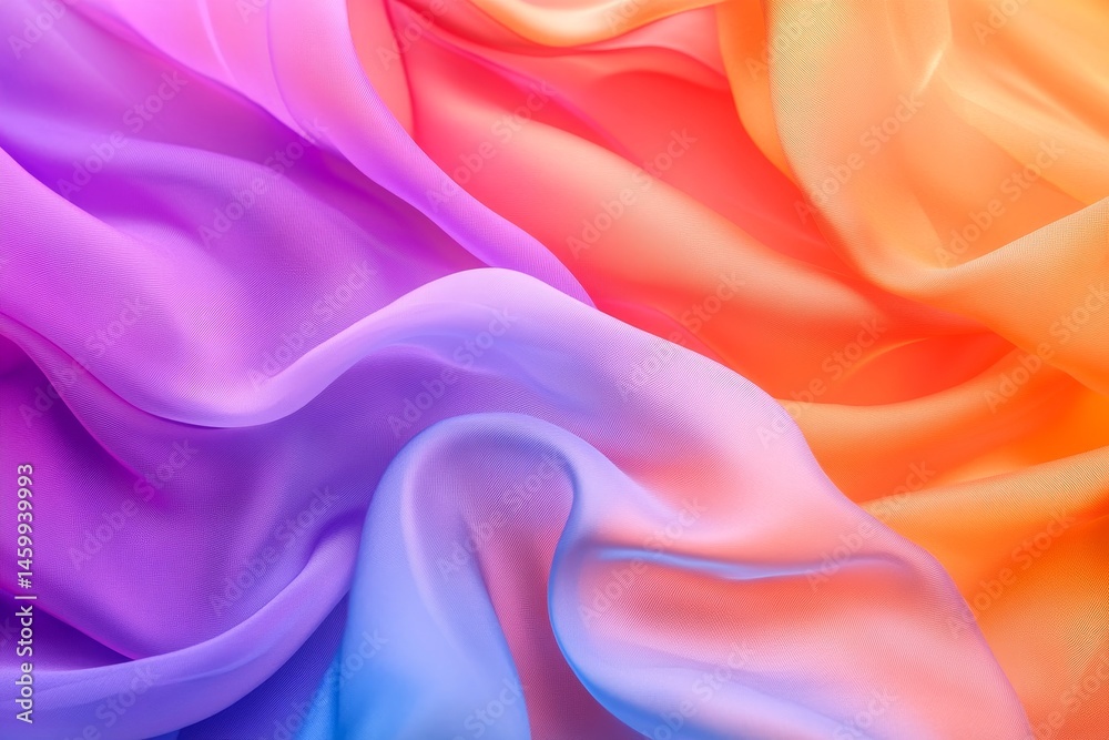 Fototapeta premium Colorful flowing fabric with soft wavy patterns and gradient hues
