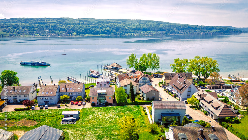 Boat landing stage Reichenau at Reichenau Island on Lake Constance, Baden-Württemberg, Germany
