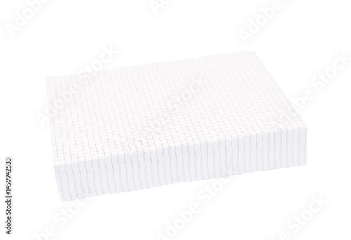 Checkered notebook isolated on white background.	